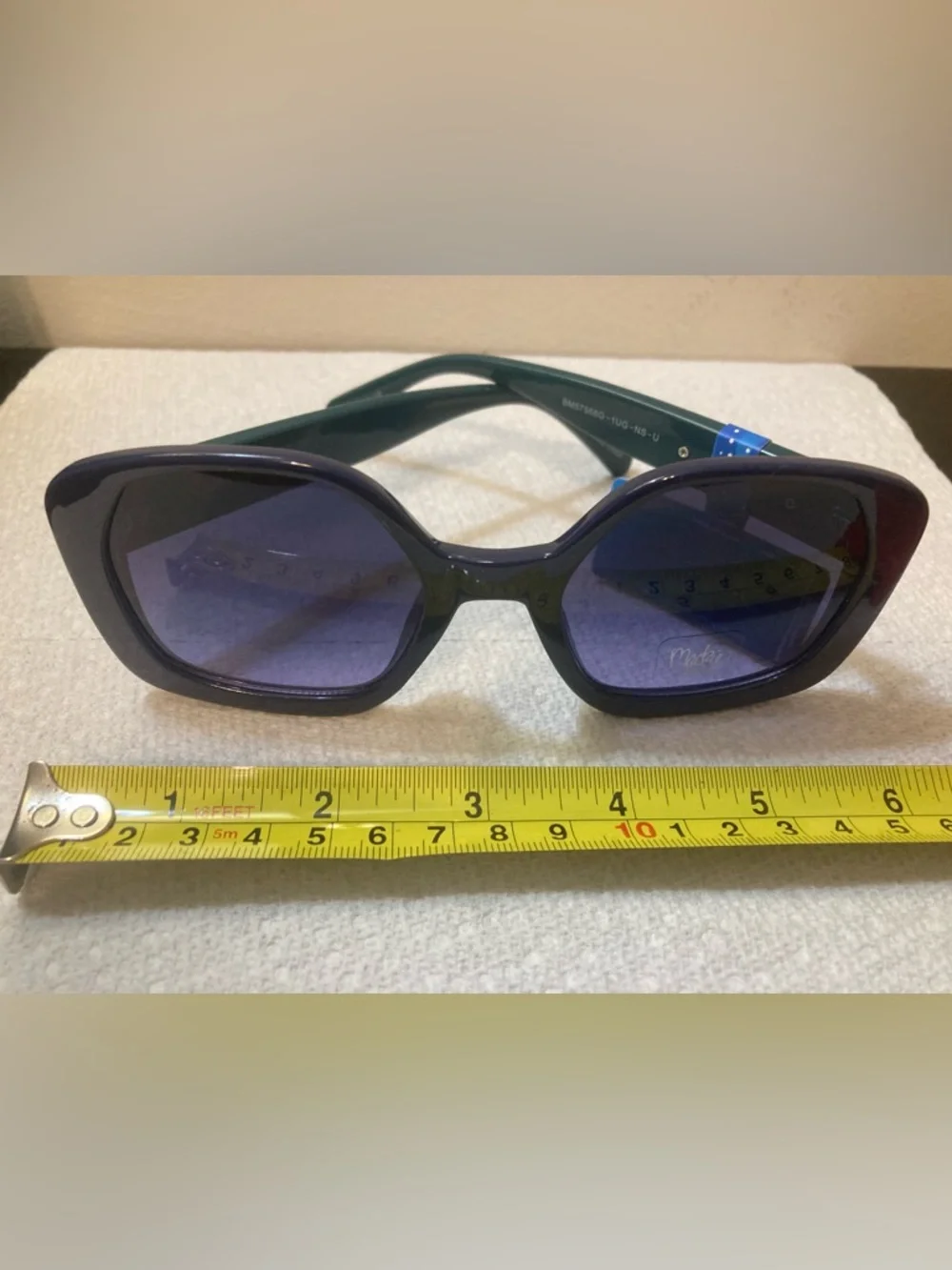 NWT Bob Mackie Navy and Green Square Sunglasses